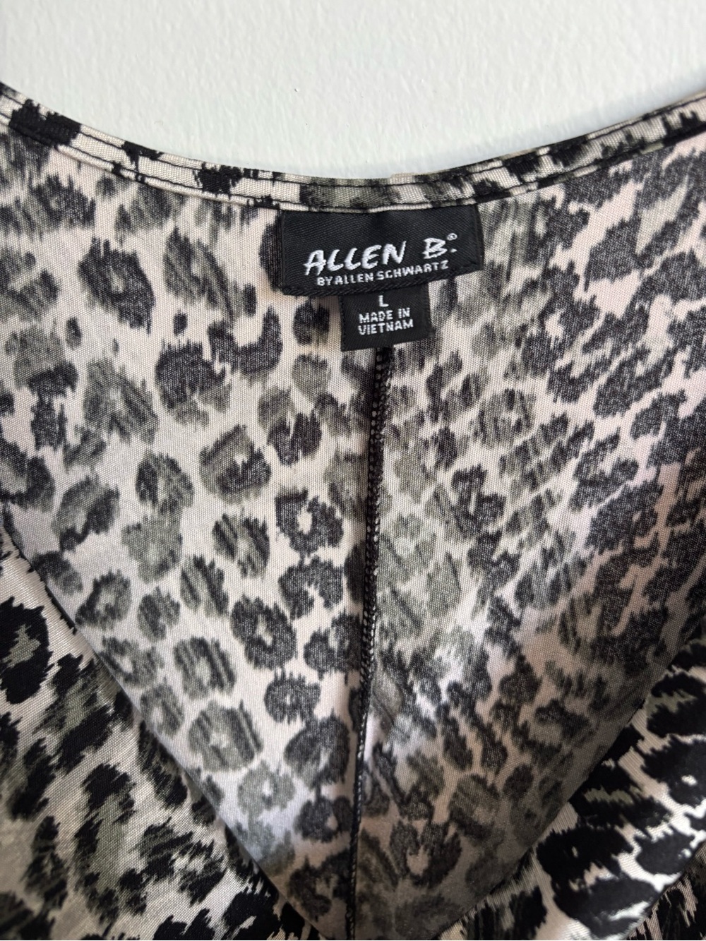 Allen B. By Allen Schwartz Black and Cream Leopard Print Drape Neck Tank - Picture 2 of 7